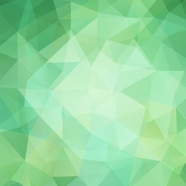Soyut mozaik arka plan. Üçgen geometrik arka plan. Tasarım öğeleri. Vektör çizim. Yeşil renk.