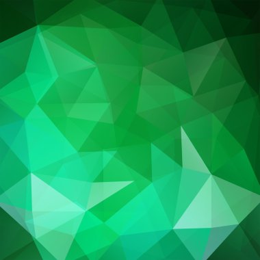 Üçgenlerden oluşan soyut arka plan. İş sunumları veya web şablonu afiş el ilanı için geometrik tasarım. Vektör illüstrasyon. Yeşil renk.