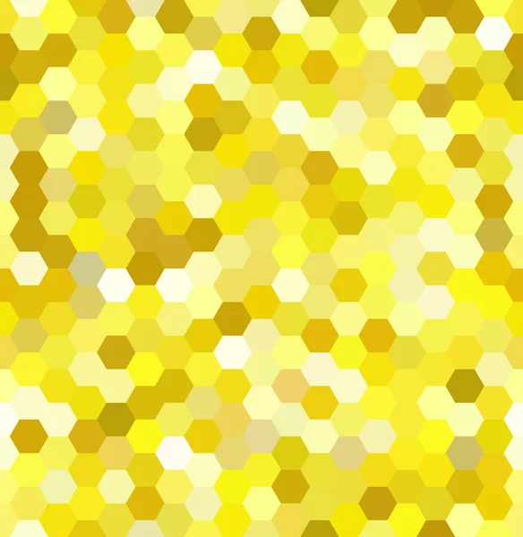 Seamless abstract mosaic background. Hexagons geometric background. Design elements. Vector illustration. Yellow, orange, white colors. — Stockvector