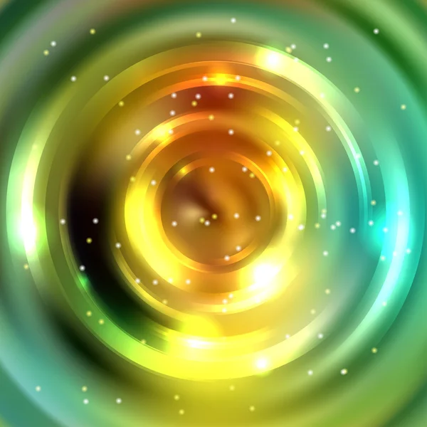 Cadre rond vectoriel. Bannière de cercle brillant. Conception vectorielle. Spirale brillante. Jaune, vert . — Image vectorielle