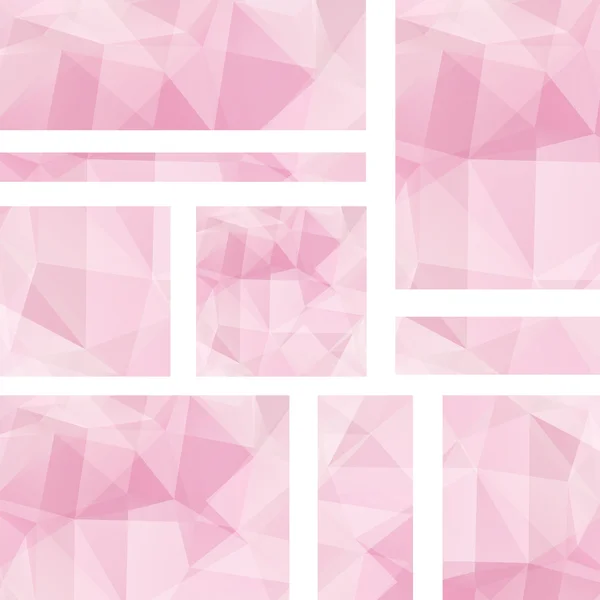 Banner abstrato com modelos de design de negócios. Conjunto de Banners com fundo em mosaico poligonal. Ilustração vetorial triangular geométrica. Cor rosa . — Vetor de Stock