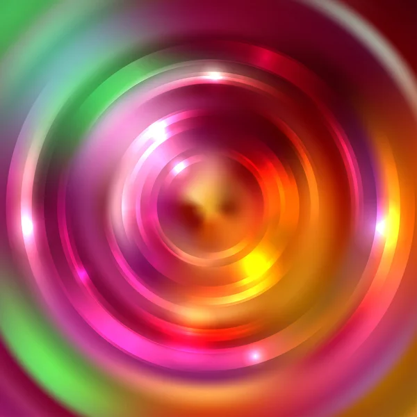 Vektorový kulatý snímek. Nápis-zářící kruh. Zářící spirála. Vektorová ilustrace. Růžové, zelené, oranžové barvy — Stockový vektor