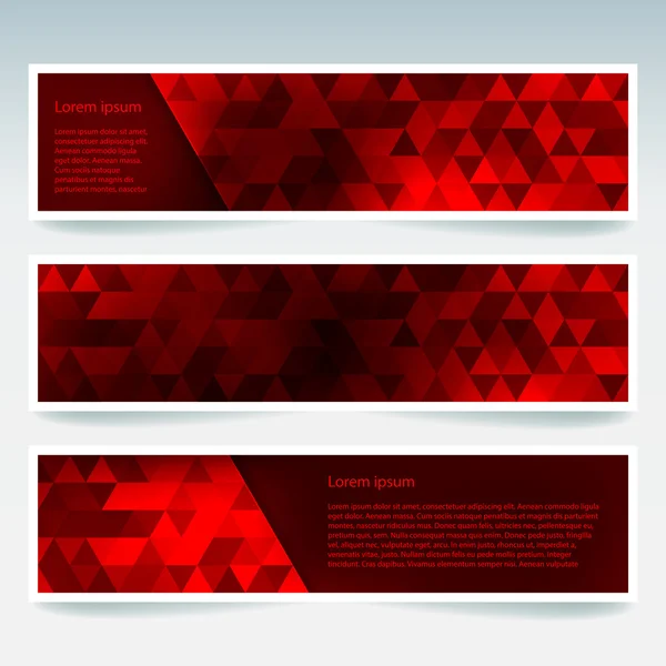 Ensemble de modèles de bannières avec fond abstrait. Bannières vectorielles modernes avec fond triangle. Couleur rouge . — Image vectorielle