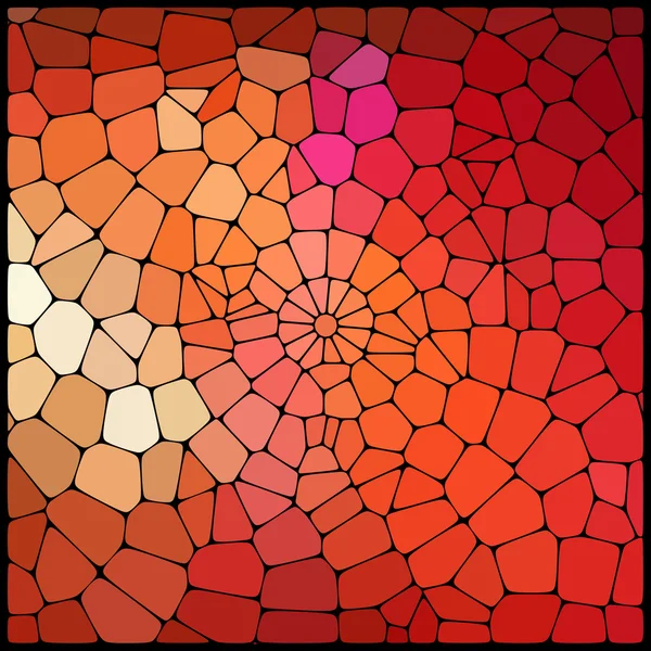 Abstract geometrical multicolored background consisting of geometric elements arranged on a black background. Vector illustration. Red, orange colors. — Stock Vector