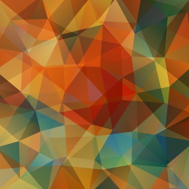 Geometrik desen, kahverengi, yeşil tonları arka planda çokgen üçgenler vektör. İllüstrasyon model