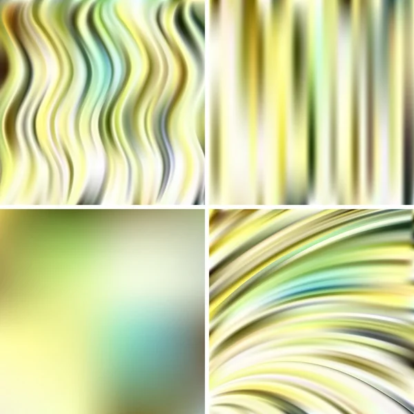 4つの正方形のぼやけた背景のセット。ベクトルイラスト。イエロー、ホワイト、グリーン。明るいホログラフィックの背景セット — ストックベクタ