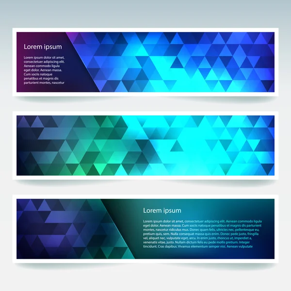 Arka plan afiş şablonlar kümesi. Modern vektör afiş poligonal arka plan ile. Mavi, yeşil renkleri.
