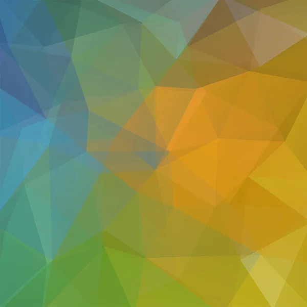 รูปแบบเรขาคณิต, พื้นหลังเวกเตอร์สามเหลี่ยมหลายเหลี่ยมสีเขียว, สีเหลือง, สีฟ้า รูปแบบภาพประกอบ — ภาพเวกเตอร์สต็อก
