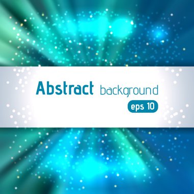 Metin yeri ile soyut sanatsal arka plan. Işık renk ışınları. Orijinal ışıltı tasarımı. Yeşil, mavi renkler.