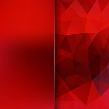 Üçgenlerden oluşan soyut kırmızı arka plan. İş sunumları veya web şablonu afiş el ilanı için geometrik tasarım. Vektör illüstrasyon. Kırmızı renk.