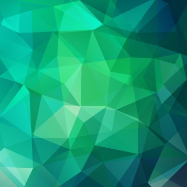 Geometrik desen, çokgen üçgenler yeşil tonları arka planda vektör. İllüstrasyon model