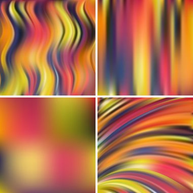 Soyut yaratıcı kavram bulanık arka plan seti. Web siteniz veya sununuzun öğeleri. Vektör illüstrasyon Renkli arka plan. Kırmızı, mavi, turuncu, sarı, yeşil renkler