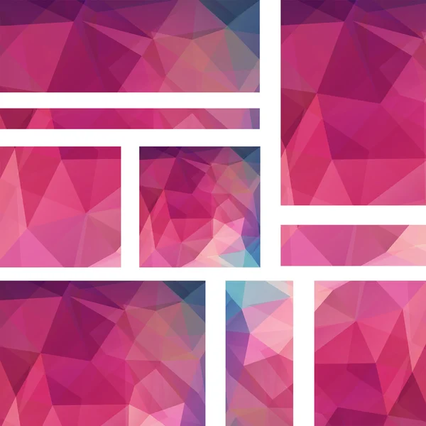 Banner abstrato com modelos de design de negócios. Conjunto de Banners com fundo em mosaico poligonal. Ilustração vetorial triangular geométrica. Rosa, cores roxas . —  Vetores de Stock