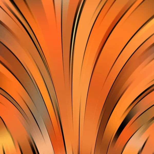 Vector illustration of orange abstract background with blurred light curved lines. Vector geometric illustration. — 图库矢量图片