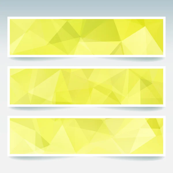 Abstract banner with business design templates. Set of Banners with polygonal mosaic backgrounds. Geometric triangular vector illustration. Yellow, green colors. — Stock Vector
