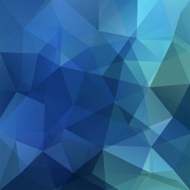 Geometrik desen, poligon üçgen vektör arkaplanı mavi tonlarda. Görüntü düzeni