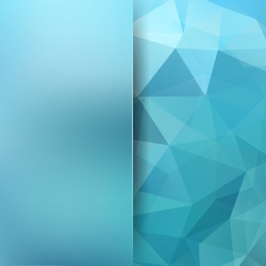 Soyut mozaik mavi arka plan. Arka planı bulanıklaştırın. Üçgen geometrik arka plan. Tasarım öğeleri. Vektör illüstrasyon. Mavi renk.
