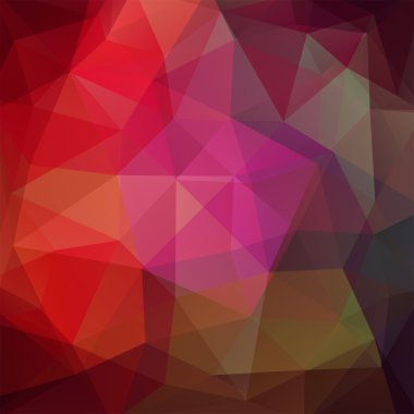 Üçgenlerden oluşan soyut arka plan. İş sunumları veya web şablonu afiş el ilanı için geometrik tasarım. Vektör illüstrasyon. Kırmızı, kahverengi, mor renkler.