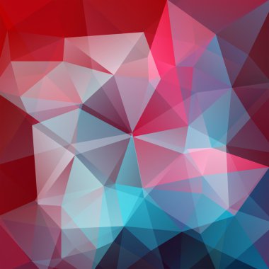 Çokgen vektör arka plan. Kapak tasarımı, kitap tasarımı, web sitesi arka plan kullanılabilir. Vektör illüstrasyon. Kırmızı, mavi, pembe renkler