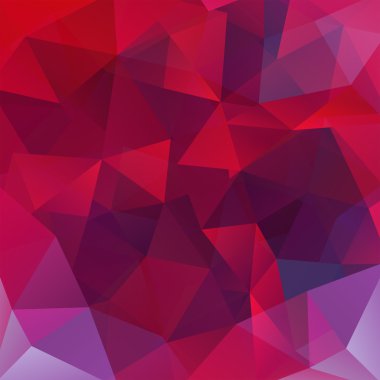 üçgenlerden oluşan soyut arka plan, vektör illüstrasyon. Kırmızı, pembe, mor renkler