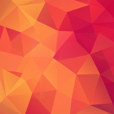 üçgenlerden oluşan soyut arka plan, vektör illüstrasyon. Kırmızı, turuncu renkler
