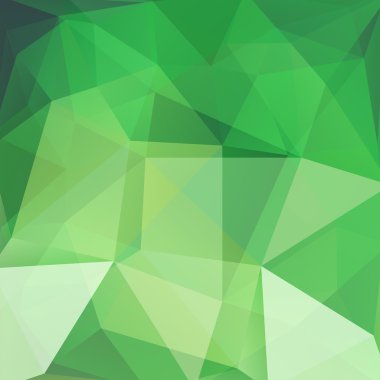 Üçgenlerden oluşan soyut arka plan. İş sunumları veya web şablonu afiş el ilanı için geometrik tasarım. Vektör illüstrasyon. Yeşil renk