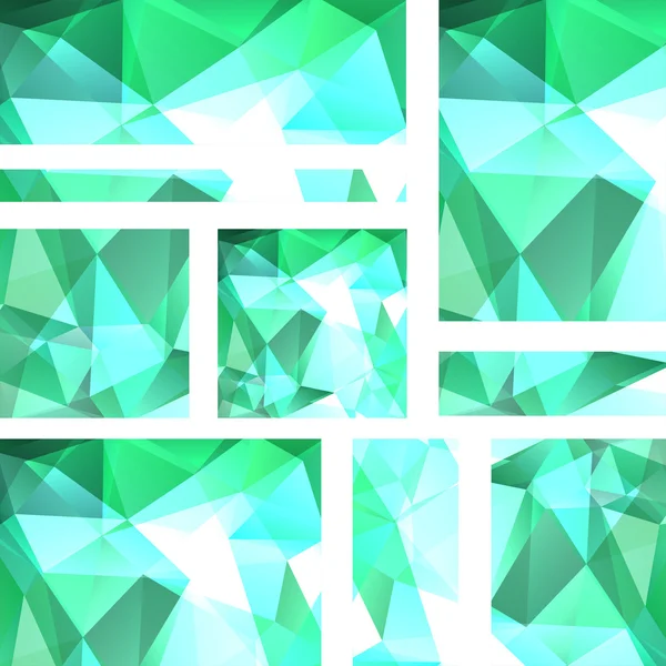 Banner abstracto con plantillas de diseño empresarial. Set de Banners con fondos de mosaico poligonales. Ilustración geométrica del vector triangular. Verde, blanco, colores azules — Archivo Imágenes Vectoriales