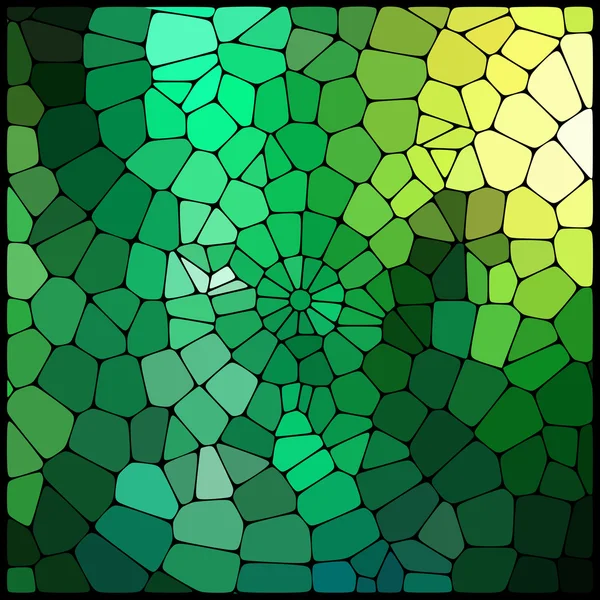 Abstracte achtergrond bestaande uit groene geometrische vormen met dikke zwarte randen, vector illustratie. Gele, groene kleuren. — Stockvector