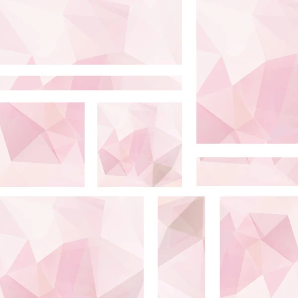 Conjunto de plantillas de banner con fondo abstracto. Banderas vectoriales modernas con fondo poligonal. Pastel colores rosados . — Vector de stock