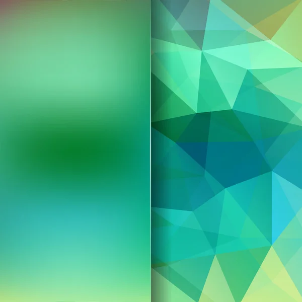 Modello geometrico, triangoli poligonali sfondo vettoriale nei toni verde e blu. Fondo sfocato con vetro. Modello di illustrazione. Colori verde, blu . — Vettoriale Stock