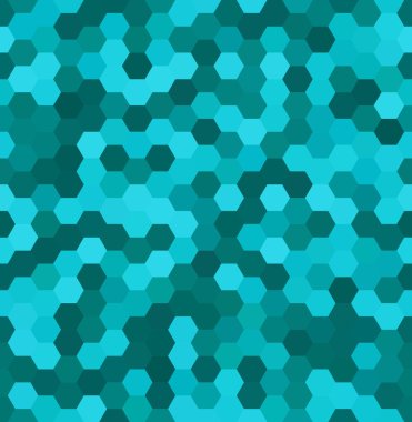 sorunsuz soyut mozaik arka plan. Altıgenler geometrik arka plan. Tasarım öğeleri. Vektör illüstrasyon. Mavi, yeşil renkler.