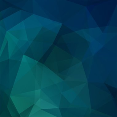 Soyut mozaik arka plan. Üçgen geometrik arka plan. Tasarım öğeleri. Vektör illüstrasyon. Koyu mavi, yeşil renkler. 