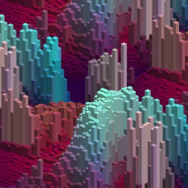 Küpler ile 3d renkli arka plan. Vektör eps 10 Mor, mavi, kahverengi renkler.