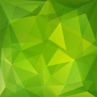 Üçgenlerden oluşan soyut arka plan. İş sunumları veya web şablonu afiş el ilanı için geometrik tasarım. Vektör illüstrasyon. Yeşil renk. Yaz arka planı.