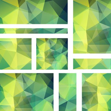 Arka plan afiş şablonlar kümesi. Poligonal arka plan ile modern vektör afiş