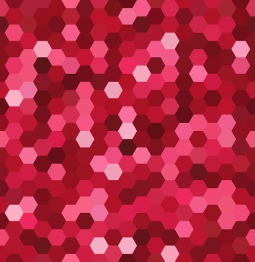 sorunsuz soyut mozaik arka plan. Altıgenler geometrik arka plan. Tasarım öğeleri. Vektör illüstrasyon. Kırmızı, beyaz renkler. 