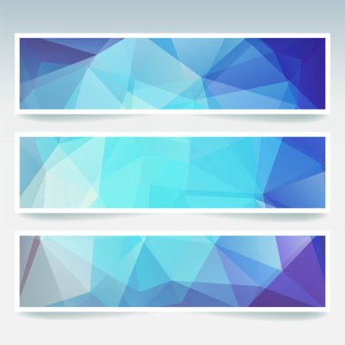 Vektör kümesi poligonal soyut üçgenler ile afiş. Soyut poligonal düşük Poli afiş.  