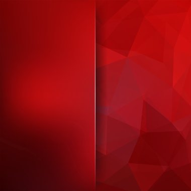 Üçgenlerden yapılmış arka plan. Geometrik şekiller ve bulanıklık elemanı ile kare kompozisyon. Eps 10 Kırmızı renk.
