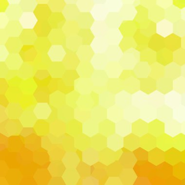 Altıgenlerden yapılmış bir arka plan. Geometrik şekilli kare kompozisyon. Eps 10 Sarı, beyaz renkler.