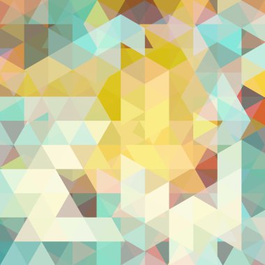 Soyut mozaik arka plan. Üçgen geometrik fon. Tasarım öğeleri. Vektör illüstrasyon. Sarı, beyaz, açık, yeşil renkler.