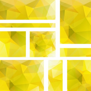 İş tasarım şablonları ile soyut başlık. Çokgen mozaik arka planlar ayarlayın. Geometrik üçgen vektör illüstrasyon. Sarı renk.