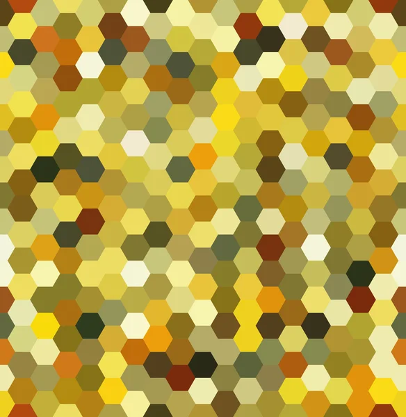 Altıgenli vektör arka planı. Kumaş ve kağıt veya dekorasyon üzerine baskı için kullanılabilir. Sarı, kahverengi renkler.