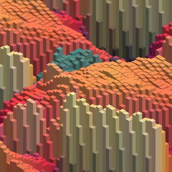 Kubussen in een abstract patroon voor een achtergrond. Oranje, beige, groene kleuren. — Stockvector