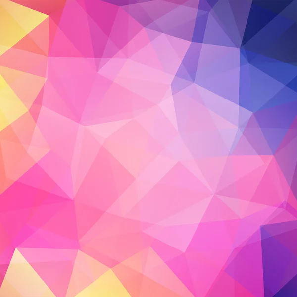 Abstract background consisting of triangles, vector illustration. Pink, blue, yellow colors. — Stock Vector