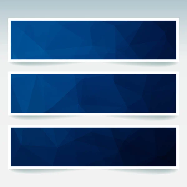 Banderas vectoriales con triángulos abstractos poligonales. Banderas poligonales abstractas de polietileno bajo. Color azul oscuro . — Archivo Imágenes Vectoriales