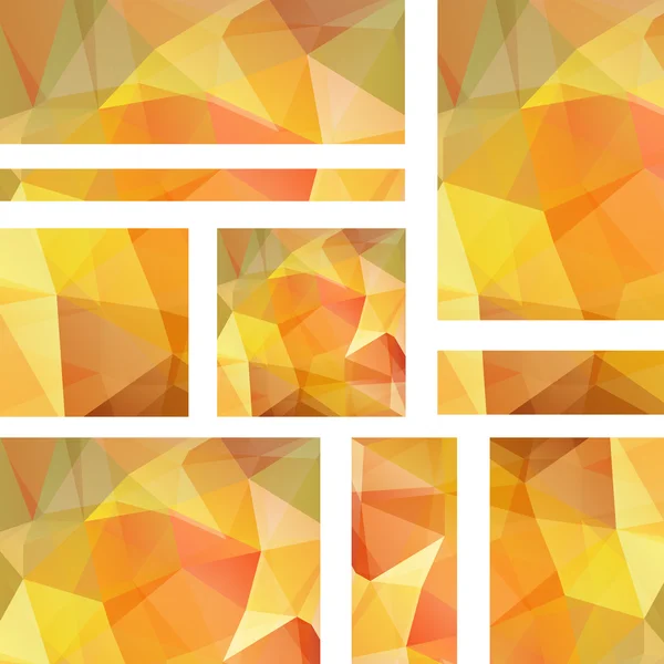 Bannière abstraite avec des modèles de conception d'entreprise. Ensemble avec des fonds de mosaïque polygonale. Illustration géométrique vectorielle triangulaire. Jaune, couleurs orange . — Image vectorielle