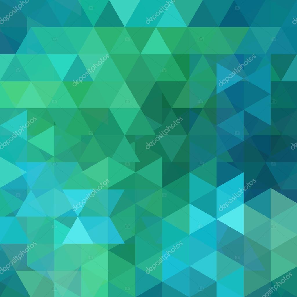 Abstract mosaic background. Green, blue colors. Triangle ...