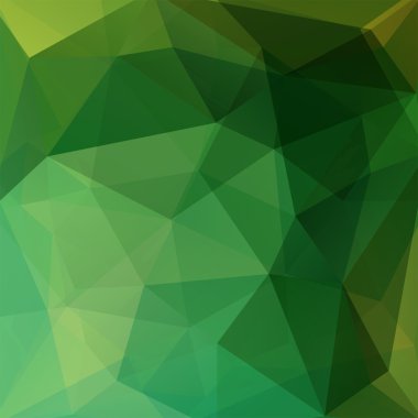 Üçgenlerden oluşan soyut arka plan. İş sunumları veya web şablonu afiş el ilanı için geometrik tasarım. Vektör illüstrasyon. Yeşil renk.