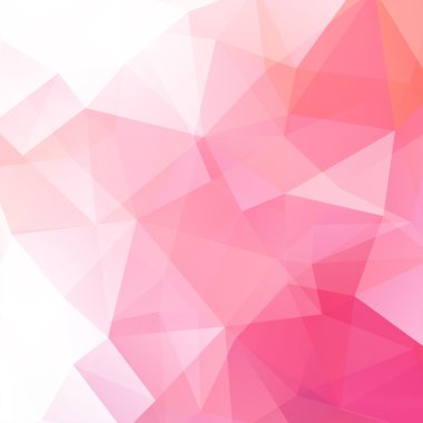 Üçgenlerden oluşan soyut arka plan. İş sunumları veya web şablonu afiş el ilanı için geometrik tasarım. Vektör illüstrasyon. Pembe, beyaz renkler