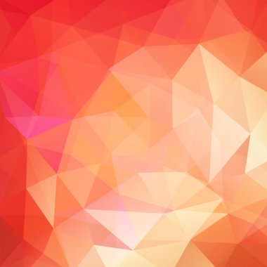 Soyut mozaik arka plan. Üçgen geometrik arka plan. Tasarım öğeleri. Vektör çizim. Kırmızı, turuncu renkler.